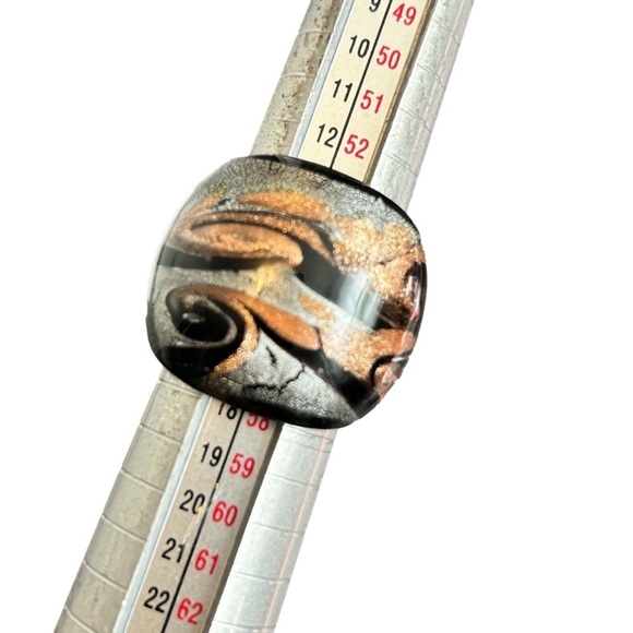 Black Silver Gold Glass Ring Black Silver Gold - Picture 6 of 7